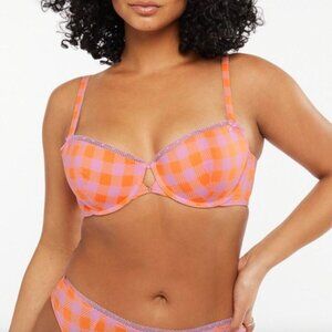 Savage X Fenty Gingham Remix Low-Cut Balconette Bra Size 36DDD